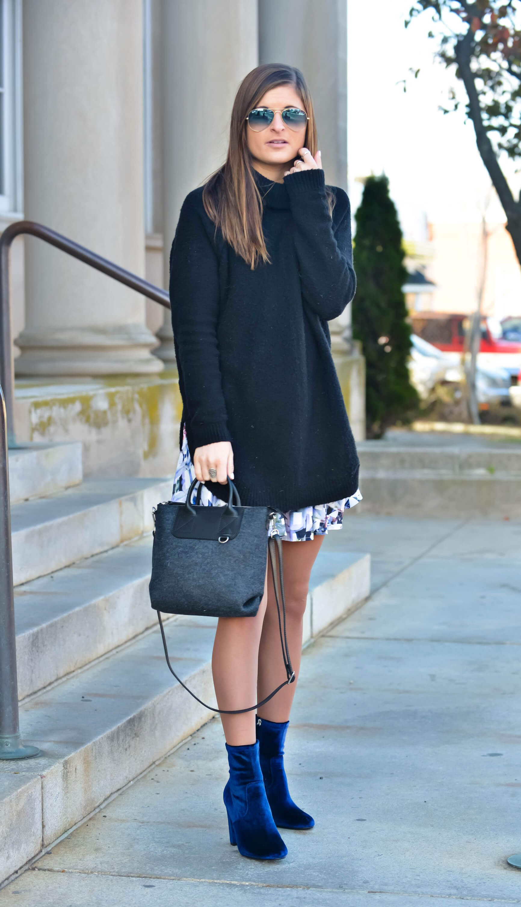 To Be Bright, Tilden Brighton, Fashion Blogger - Oversized Velvet Print Outfit