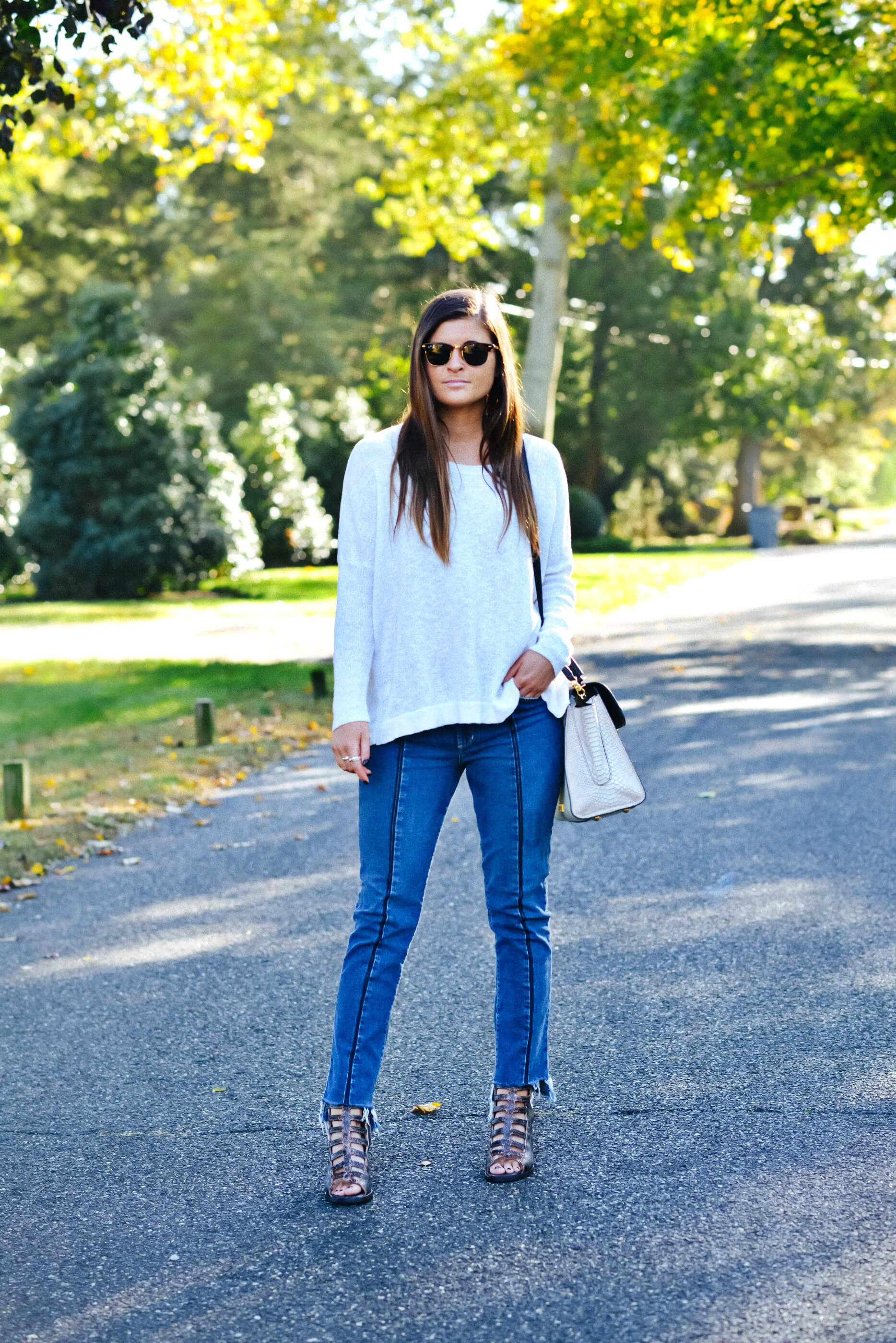 Fall Outfit Inspiration, White Sweater, Paige Jeans, Tilden of To Be Bright
