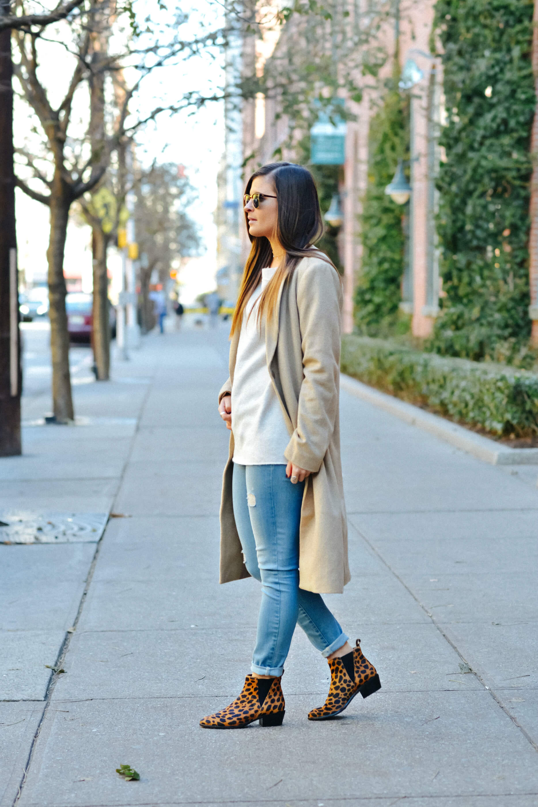 Fall Outfit Ideas, Camel Coat, Leopard Booties, Tilden of To Be Bright