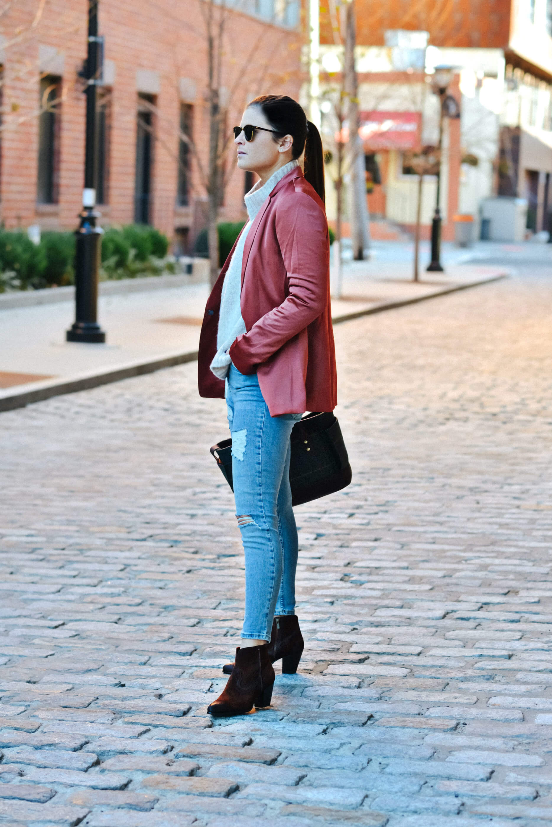Fall Outfit Ideas, Rust Blazer, Tilden of To Be Bright