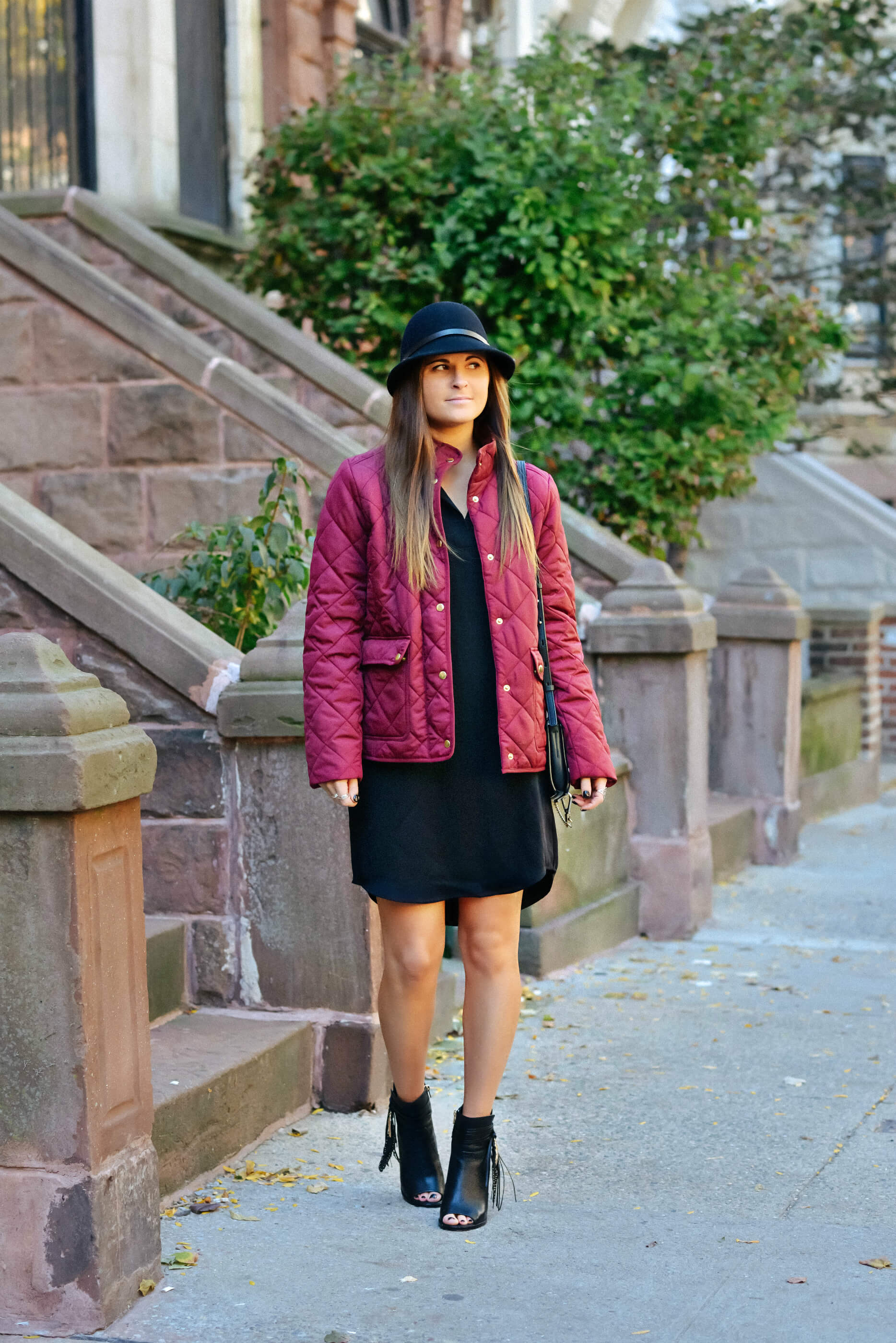 Fall Outfit Inspiration, Burgundy Jacket, Brim Hat, Tilden of To Be Bright