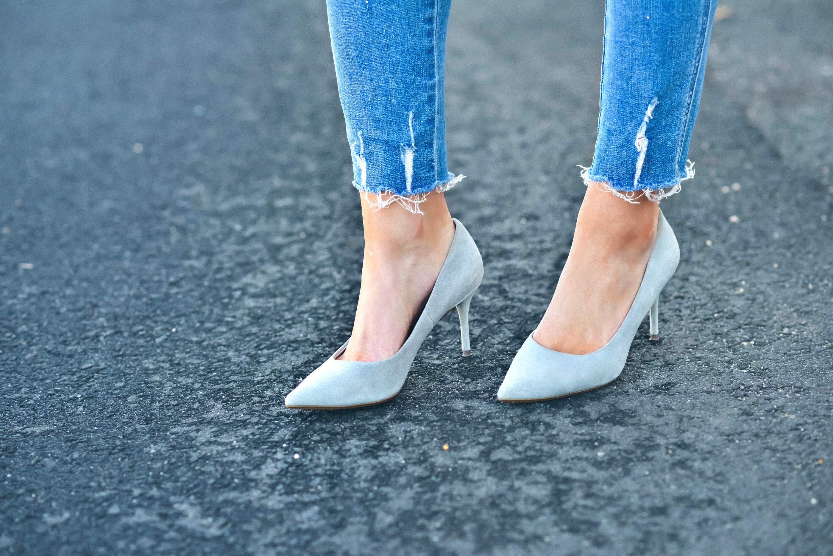 Nina Shoes Light Blue Suede Heels, Tilden of To Be Bright