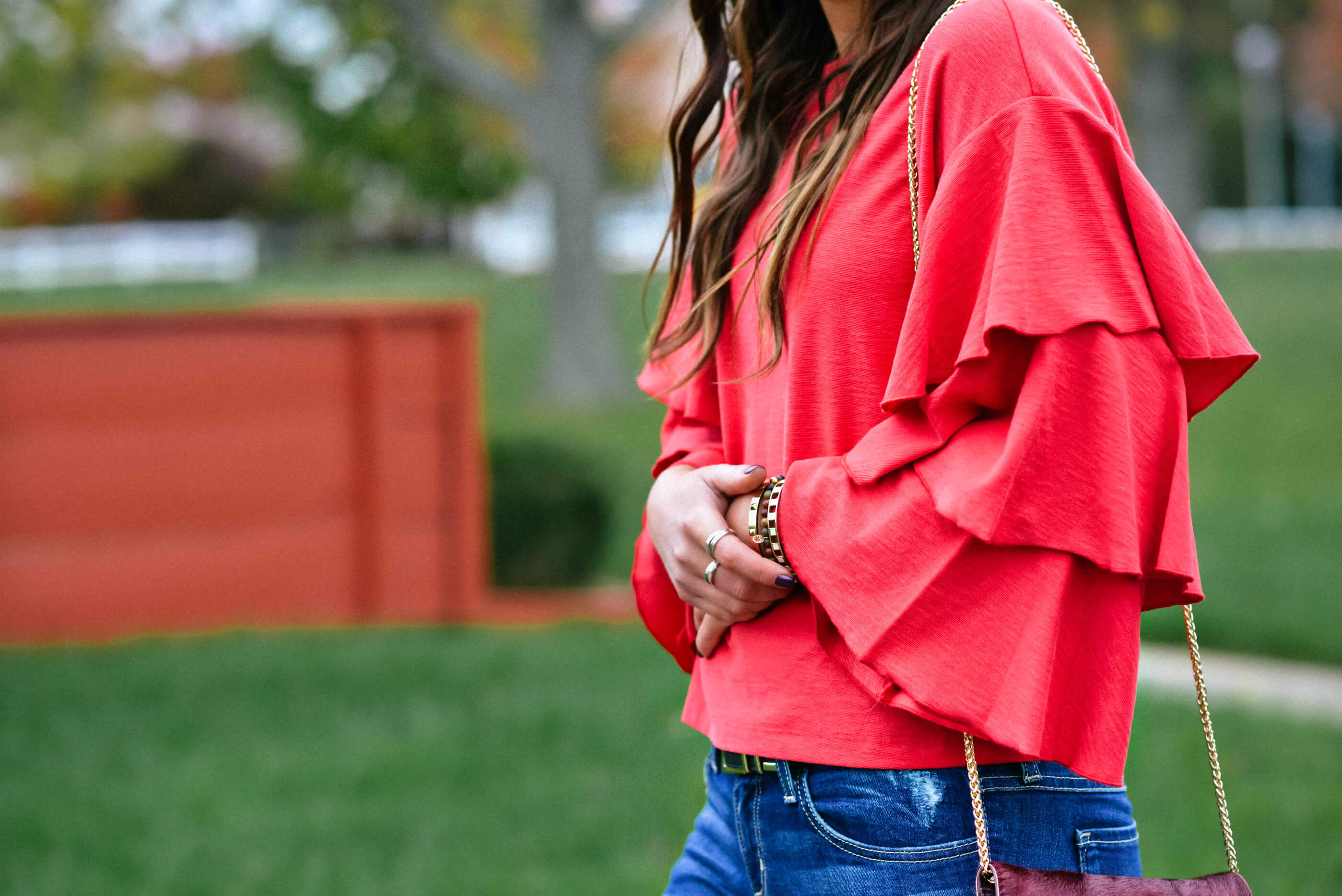 Red Blouse, Ruffle Sleeves, Tilden of To Be Bright