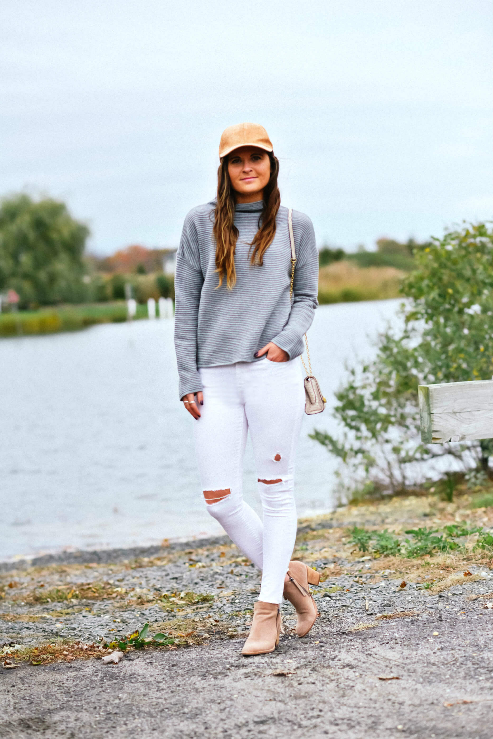 Fall Outfit Inspiration, Grey and White Outfit, Brown Suede, Tilden of To Be Bright