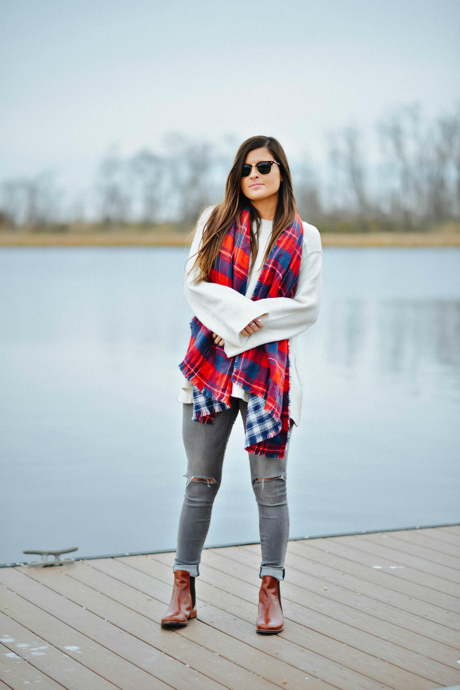 Red Plaid Scarf, Winter Outfit Ideas, Tilden of To Be Bright