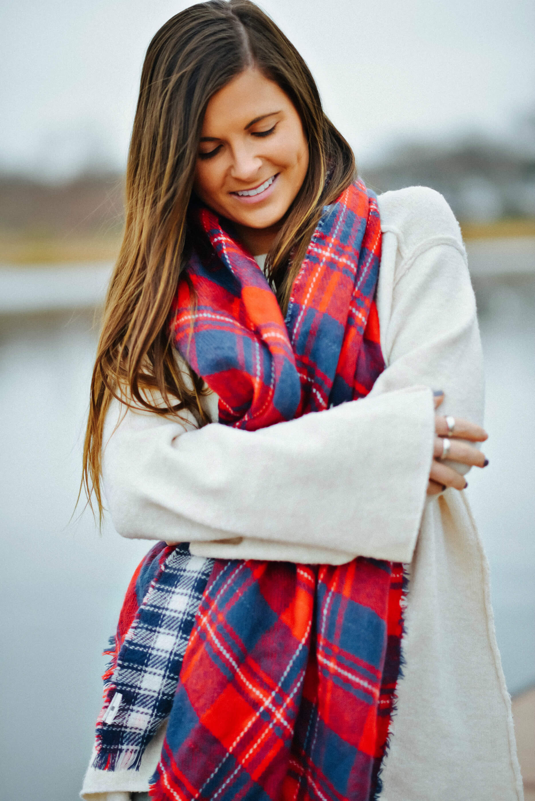 Red Plaid Scarf, Winter Outfit Ideas, Tilden of To Be Bright