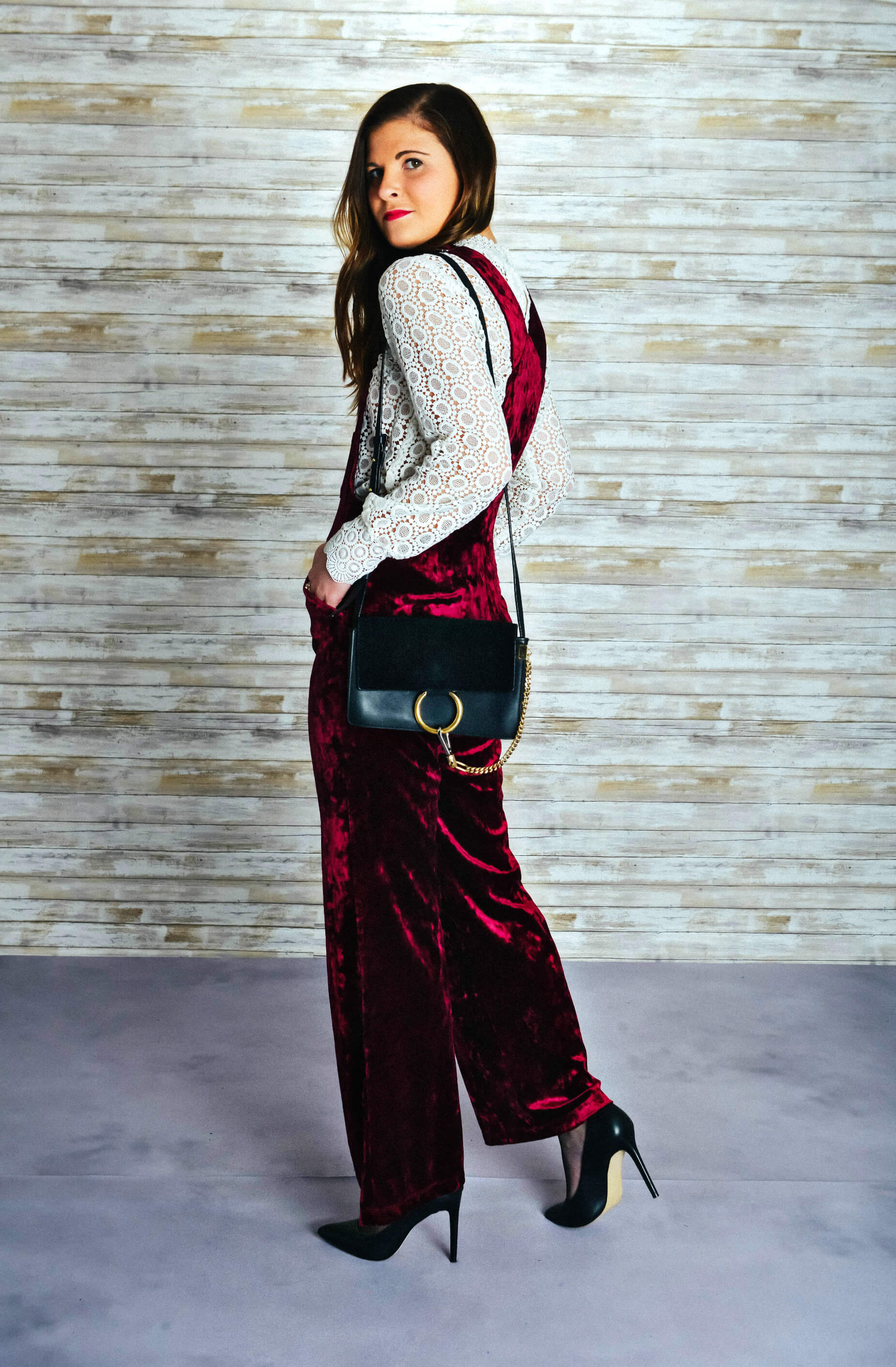 Holiday Outfit Ideas, Velvet Overalls, Tilden of To Be Bright