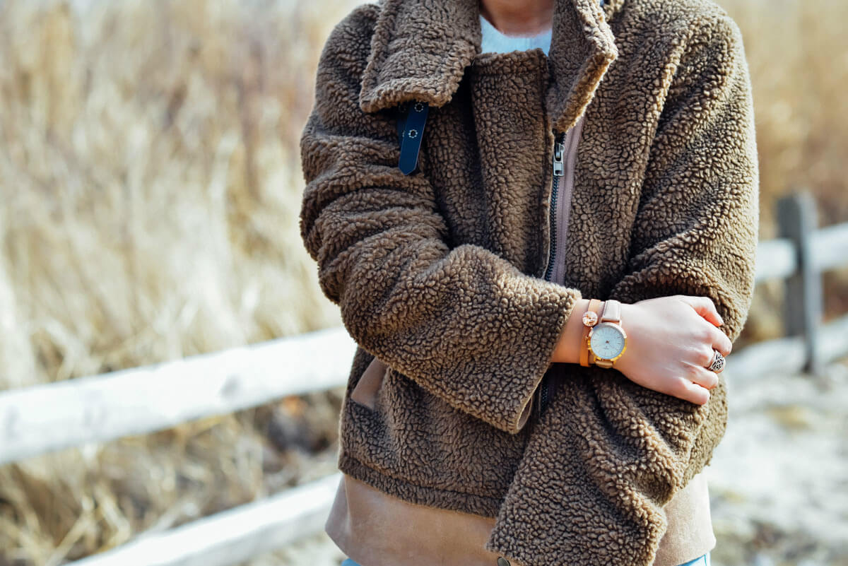Shearling Suede Jacket, Fossil Watch, Winter Outfit, Tilden of To Be Bright