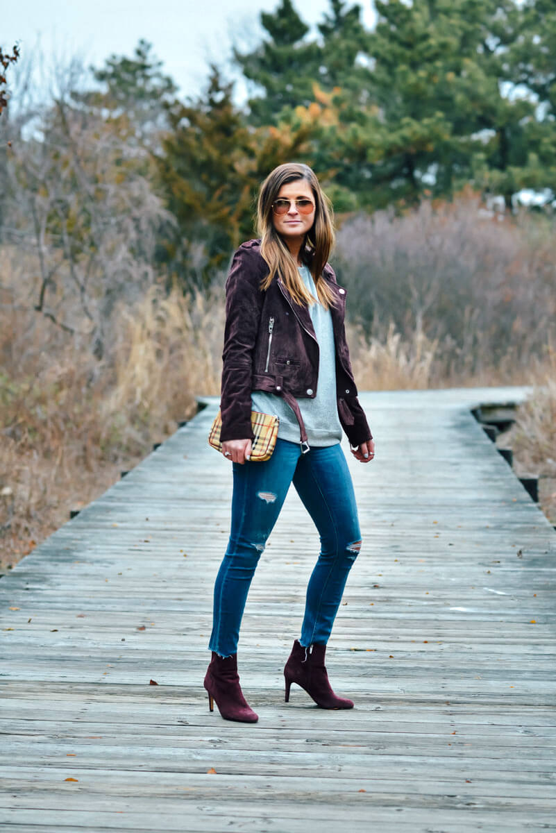 Blank NYC Jacket, Valentine's Day Outfit, Burgundy, Lou & Grey Jeans, Winter Outfit, Tilden of To Be Bright