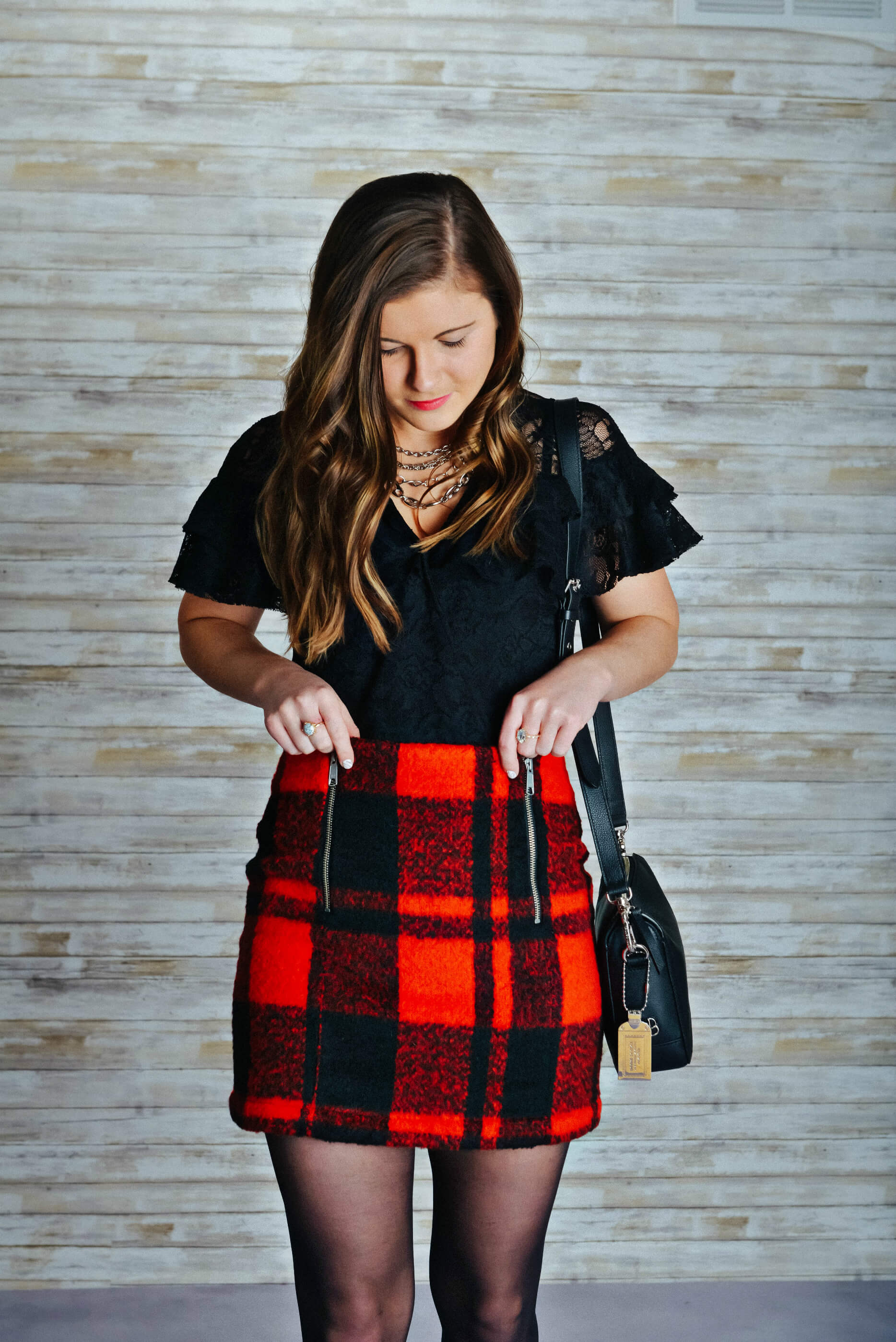 what to wear to a holiday party  plaid skirt  to be bright