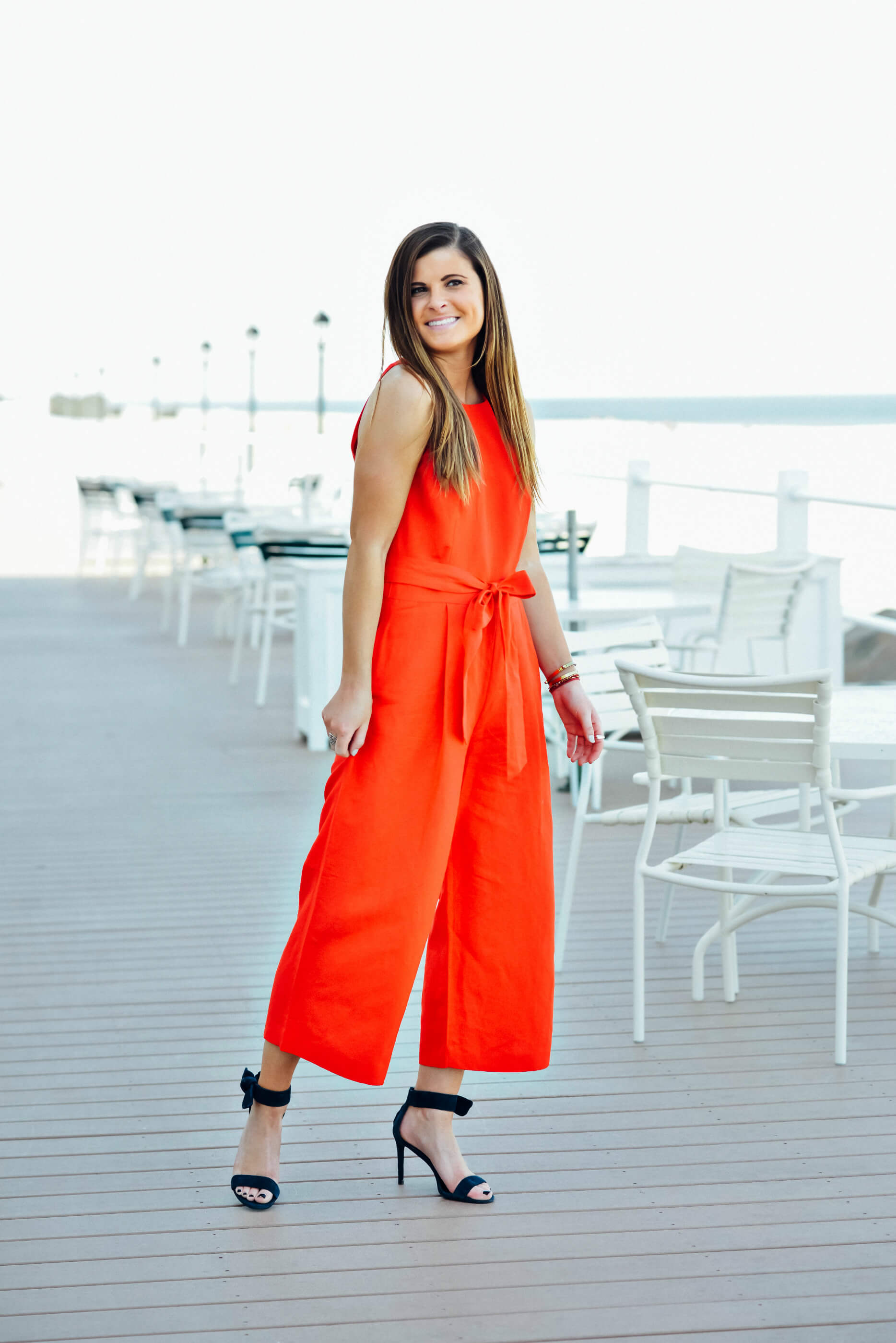 Banana Republic Cropped Linen-Blend Wide-Leg Jumpsuit, Red, Navy Heels, Spring Style, Tilden of To Be Bright