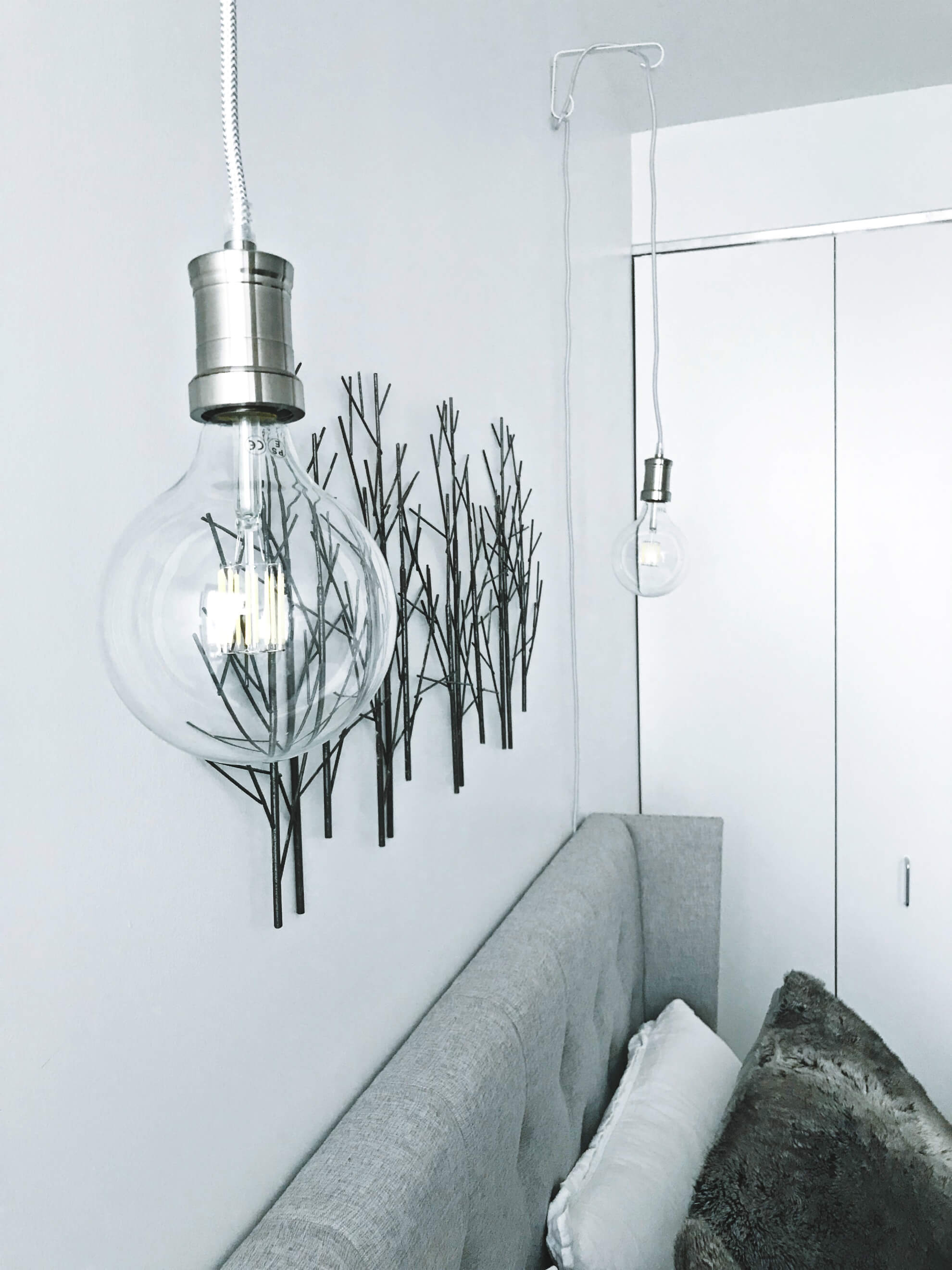 New Apartment: Bedroom Reveal, Industrial Lighting, Tilden of To Be Bright