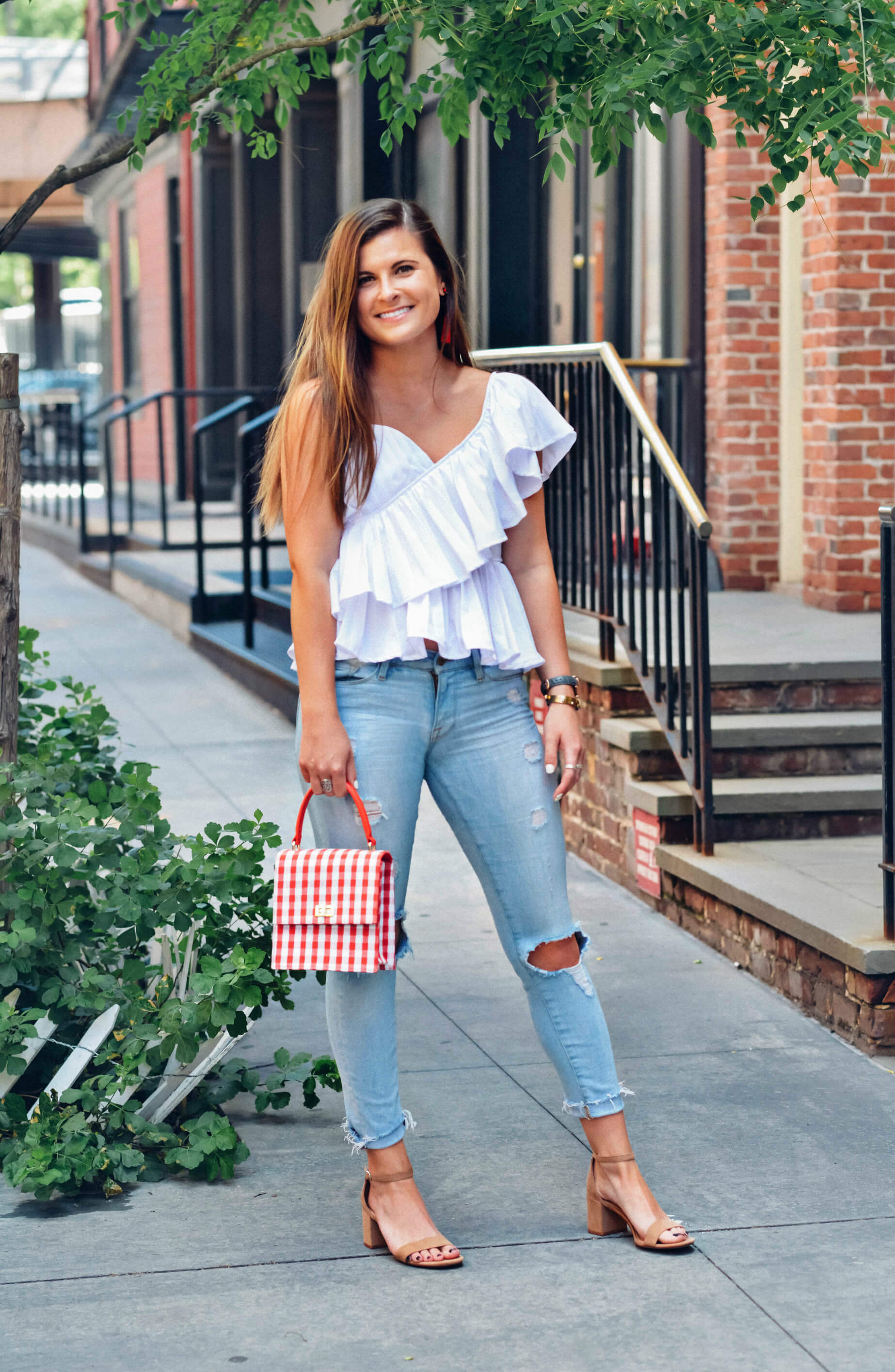Fourth of July Outfit, Neely & Chloe Mini Lady Bag in Gingham, Casual Summer, Tilden of To Be Bright