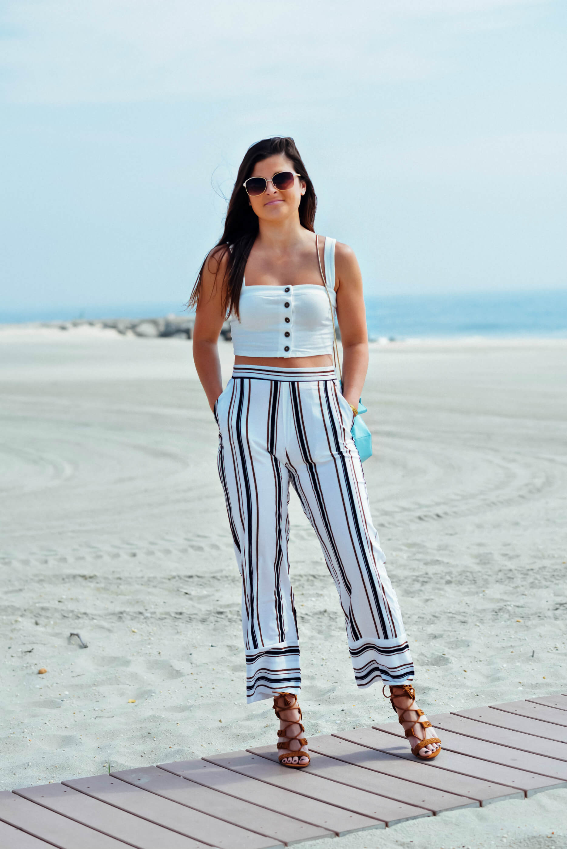 Forever 21 Cropped Striped Trouser, Button-Front Crop Top, Beach Outfit, Summer Style, Tilden of To Be Bright