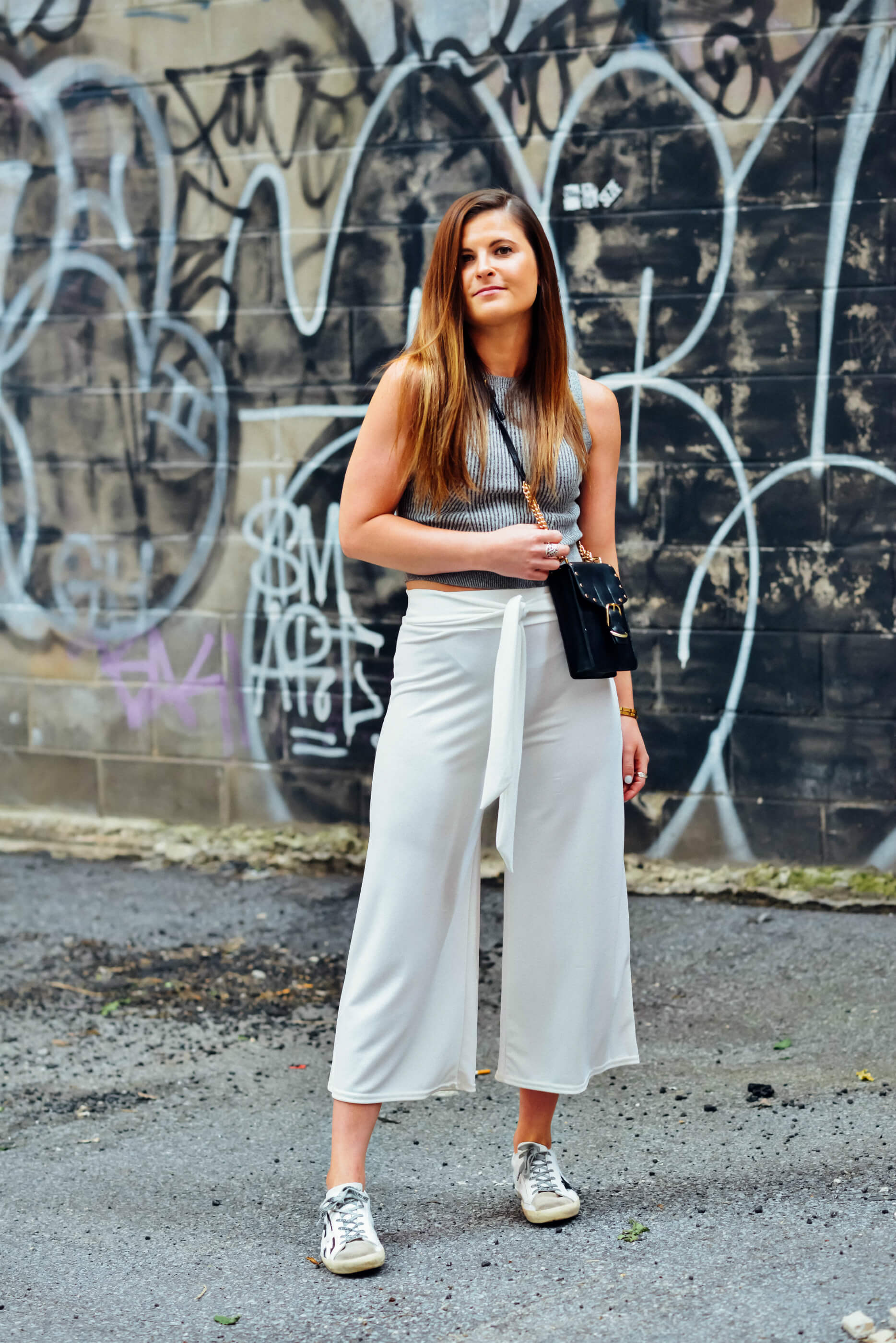 Summer Edgy Outfit, White Culottes, Tilden of To Be Bright