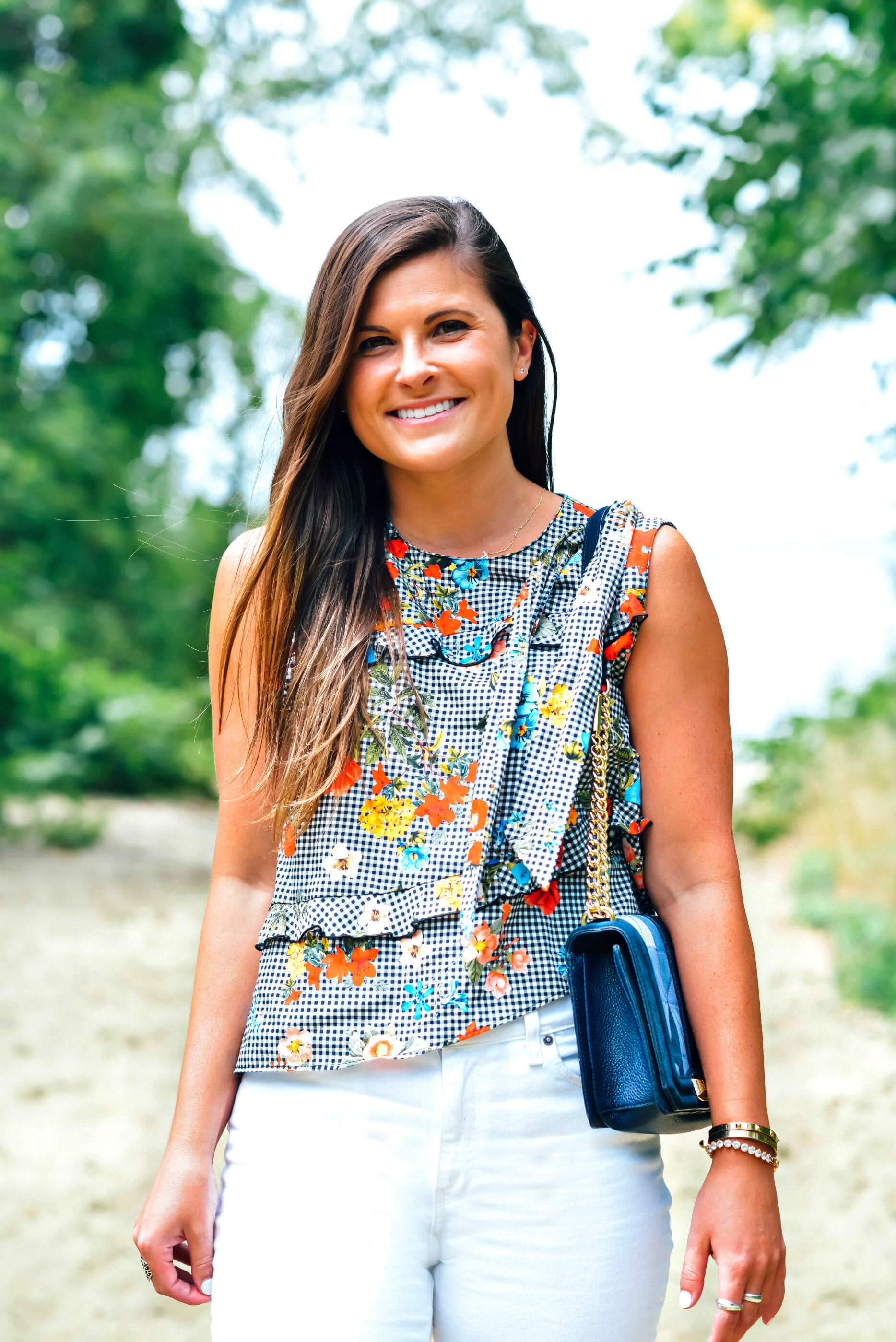Gingham Floral Sleeveless Top, Tilden of To Be Bright 
