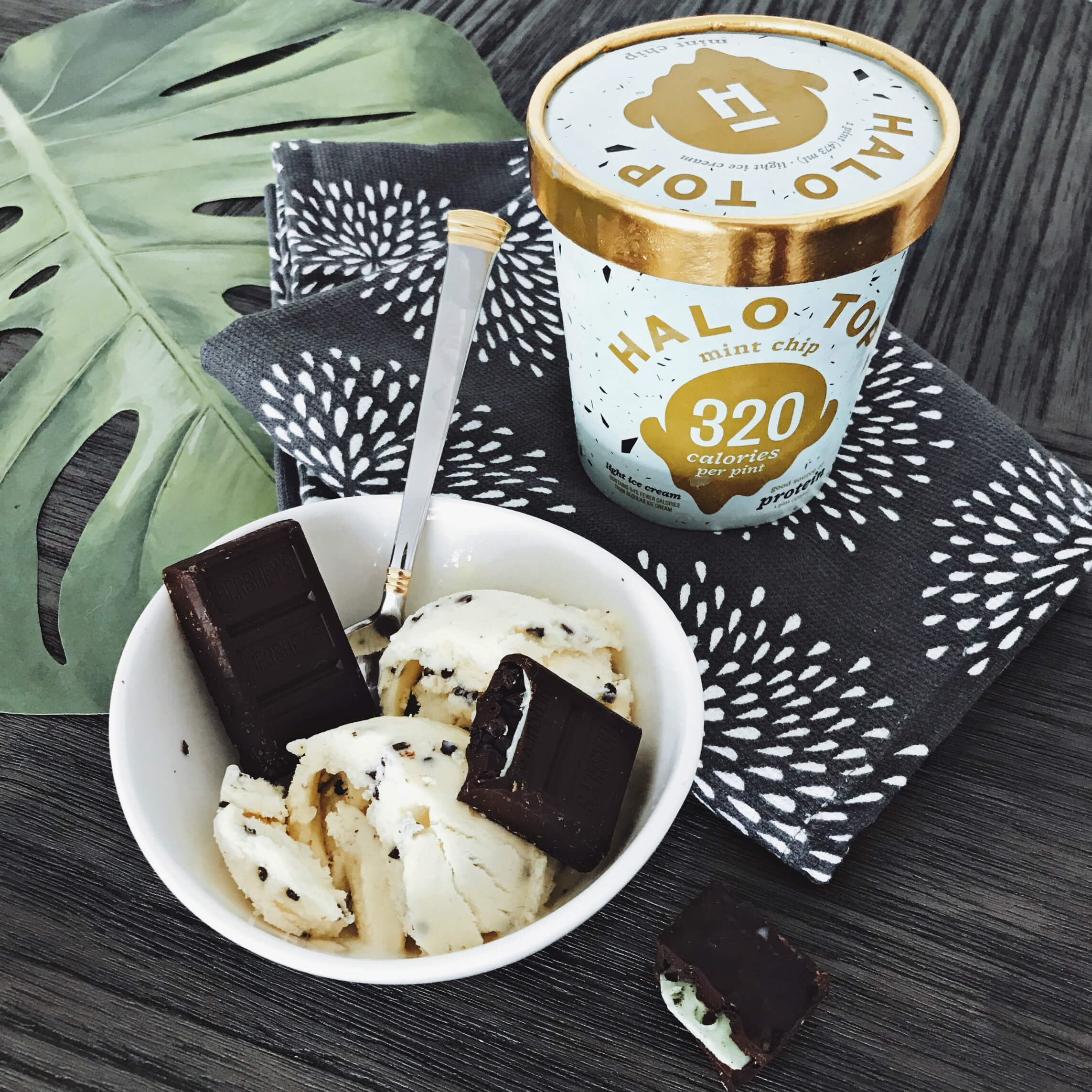 Halo Top Creamery, Low-Calorie Low-Fat Ice Cream Sundae Idea, Mint Chip