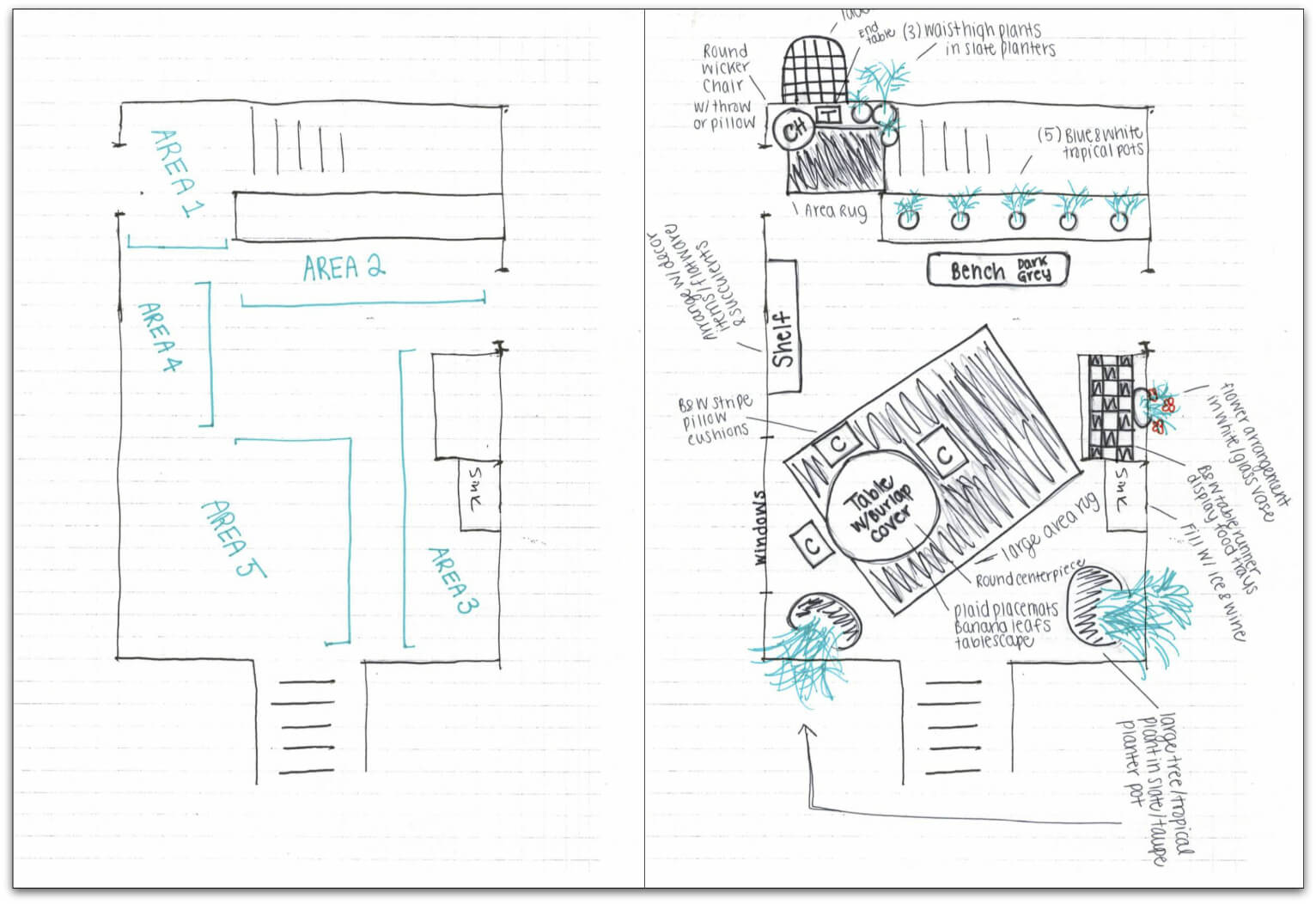 Outdoor Patio Redesign, Design Sketch, Sickles Market, Tilden of To Be Bright