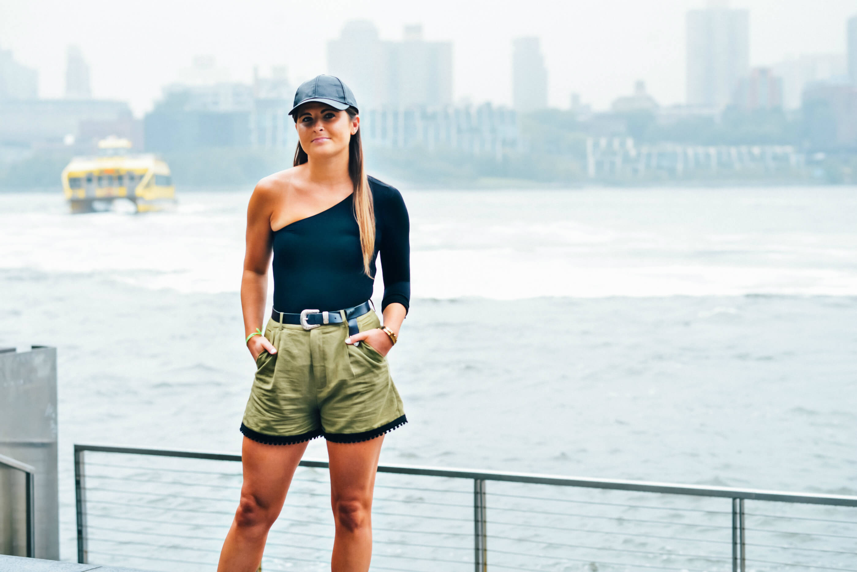 Commando One-Shoulder Bodysuit, Fall Outfit Ideas, Sporty Outfit, Leather Baseball Cap, Tilden of To Be Bright