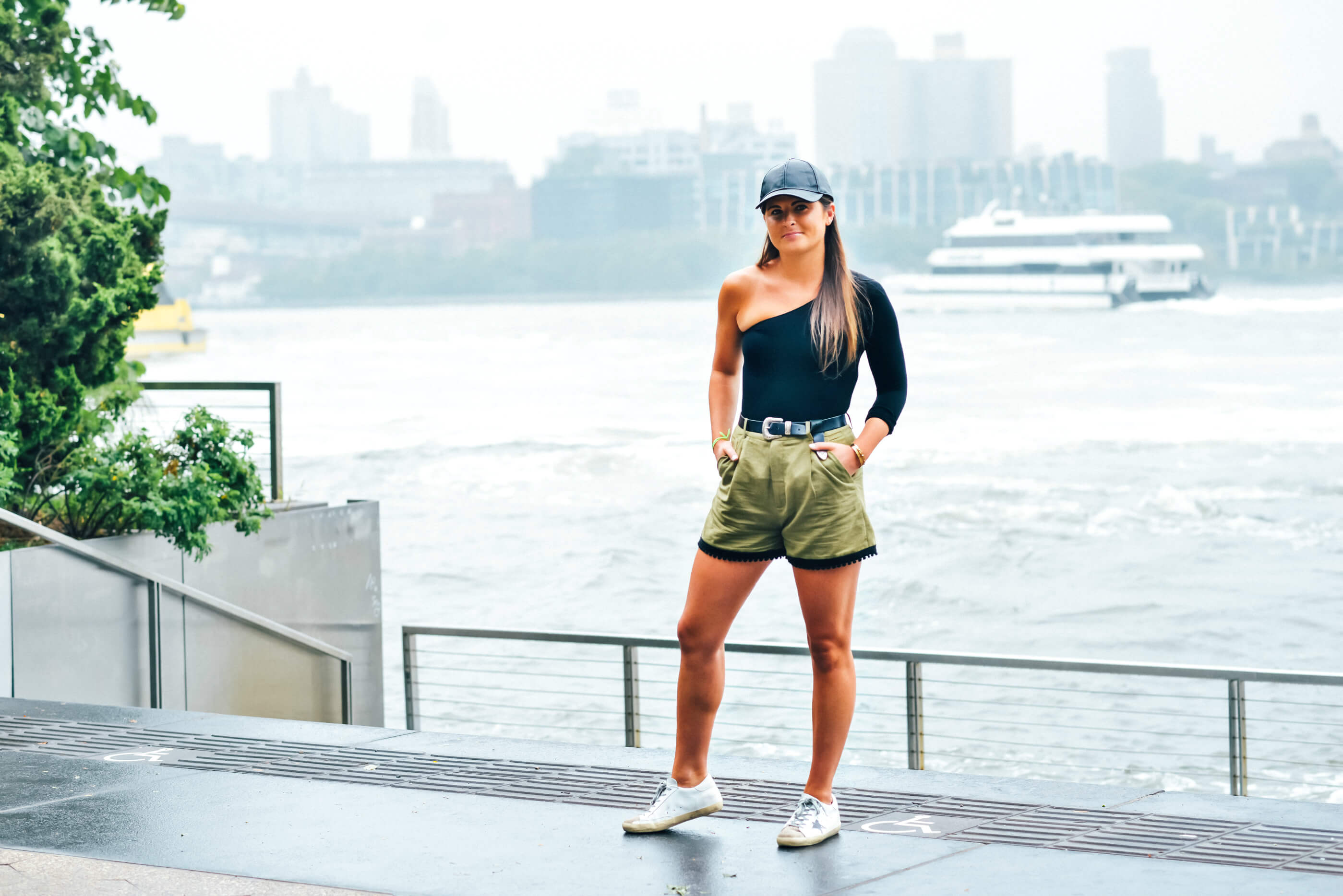 Commando One-Shoulder Bodysuit, Fall Outfit Ideas, Sporty Outfit, Leather Baseball Cap, Tilden of To Be Bright