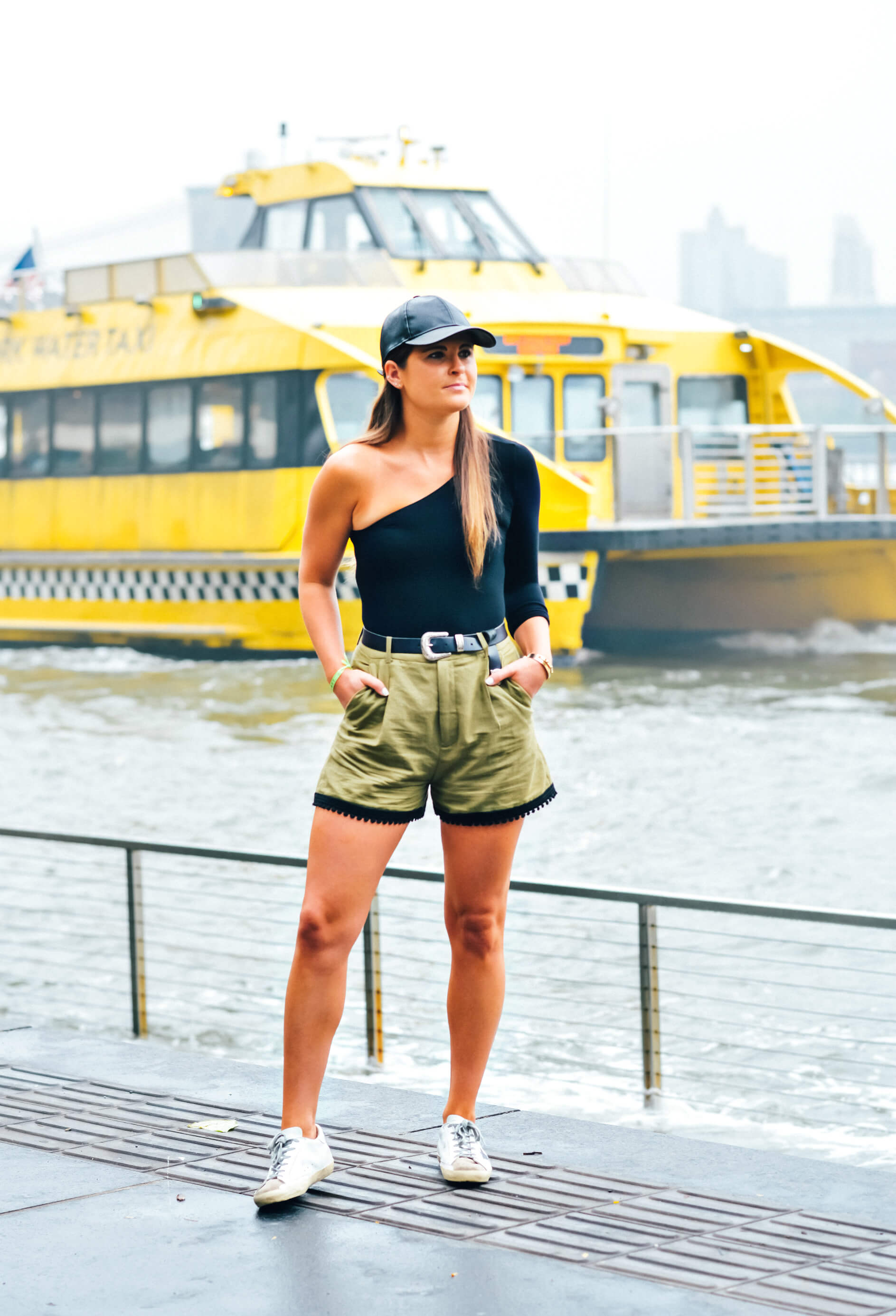 Commando One-Shoulder Bodysuit, Fall Outfit Ideas, Sporty Outfit, NYC Water Taxi, Tilden of To Be Bright