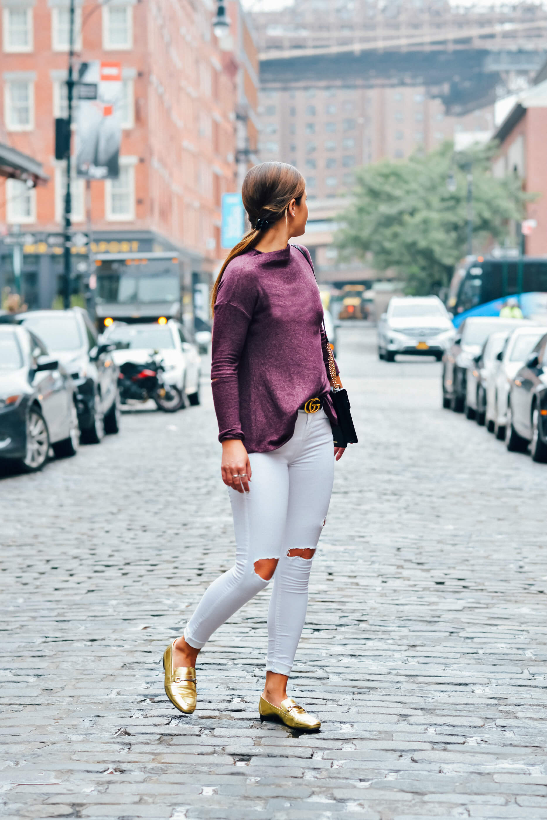 Coin 1804 Brushed Knit Funnel Neck Notch Sleeve Top, White After Labor Day Outfit, Fall Style, Tilden of To Be Bright
