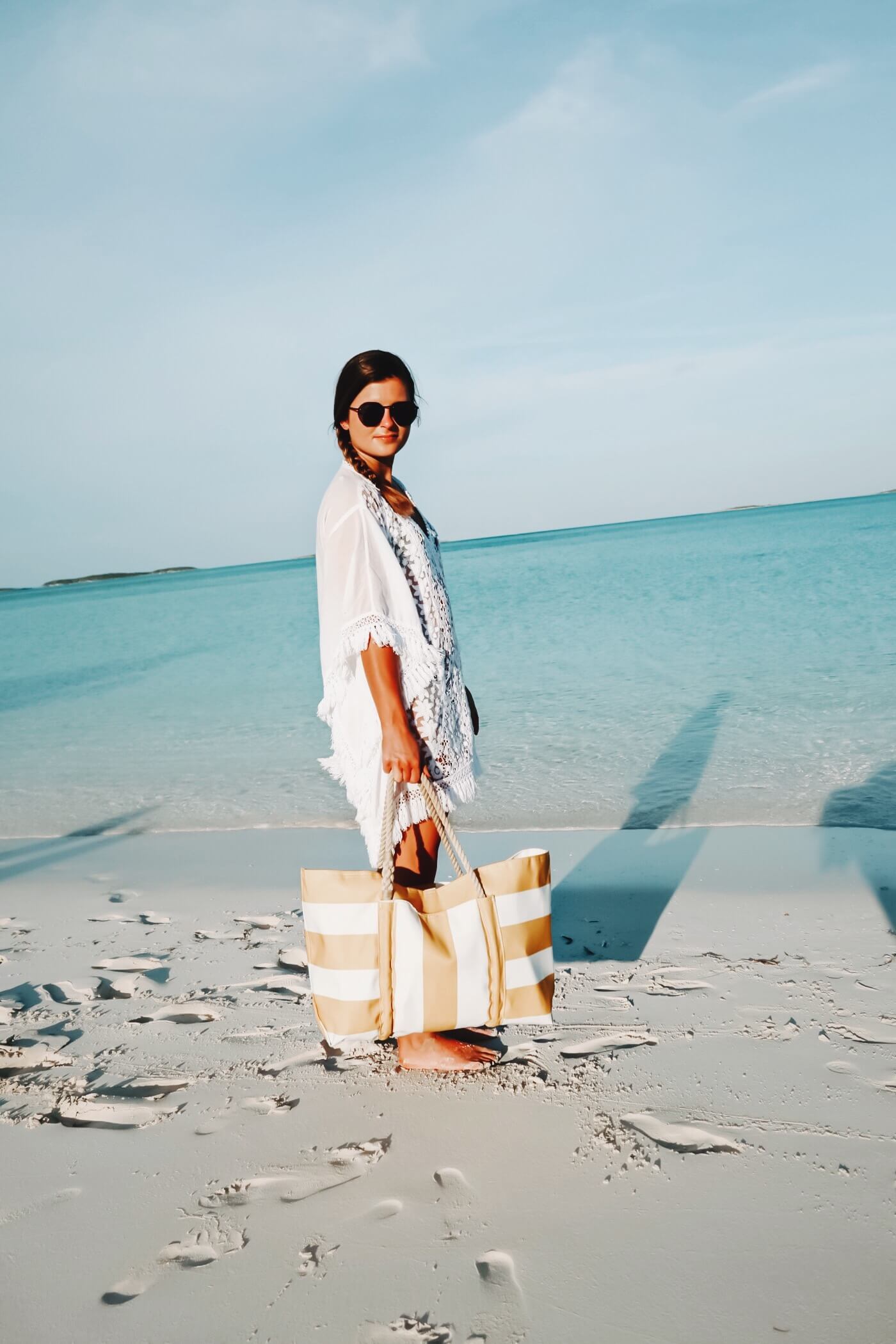 Bahamas Travel Guide, Great Exuma, Sea Bags Yellow Stripe Pier Tote, Tilden of To Be Bright