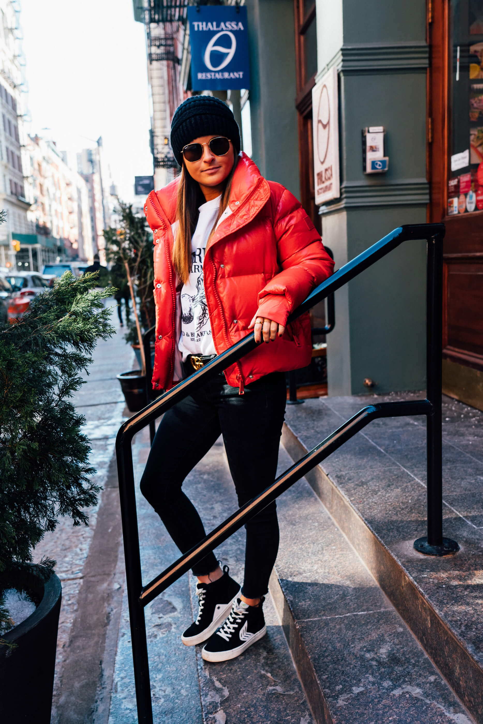 How To Style A Red Puffer Coat: Daytime Casual - To Be Bright