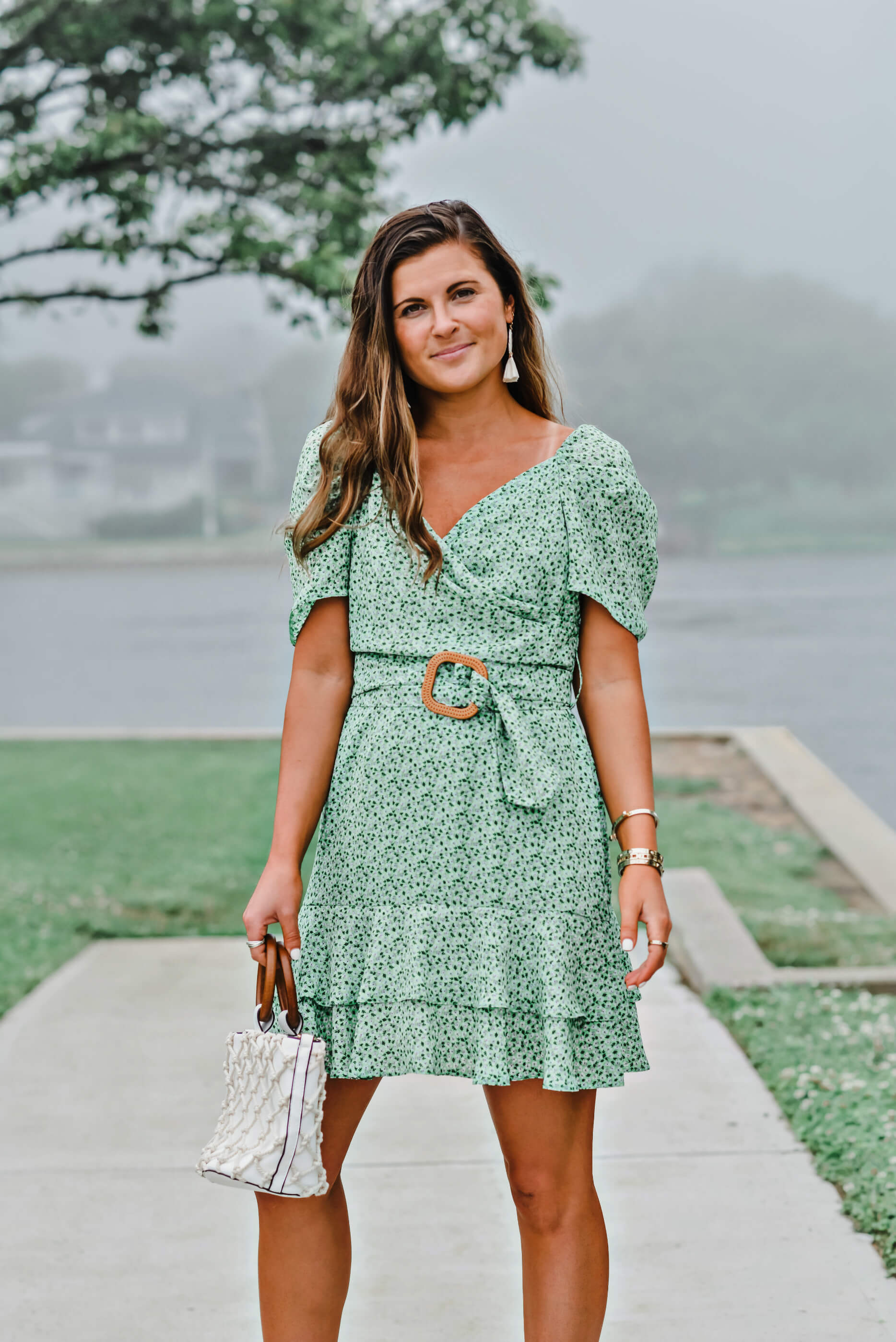 ASOS Green wrap double layer mini dress in ditsy floral print with belt, Summer Dress, Summer Style, Tilden of To Be Bright