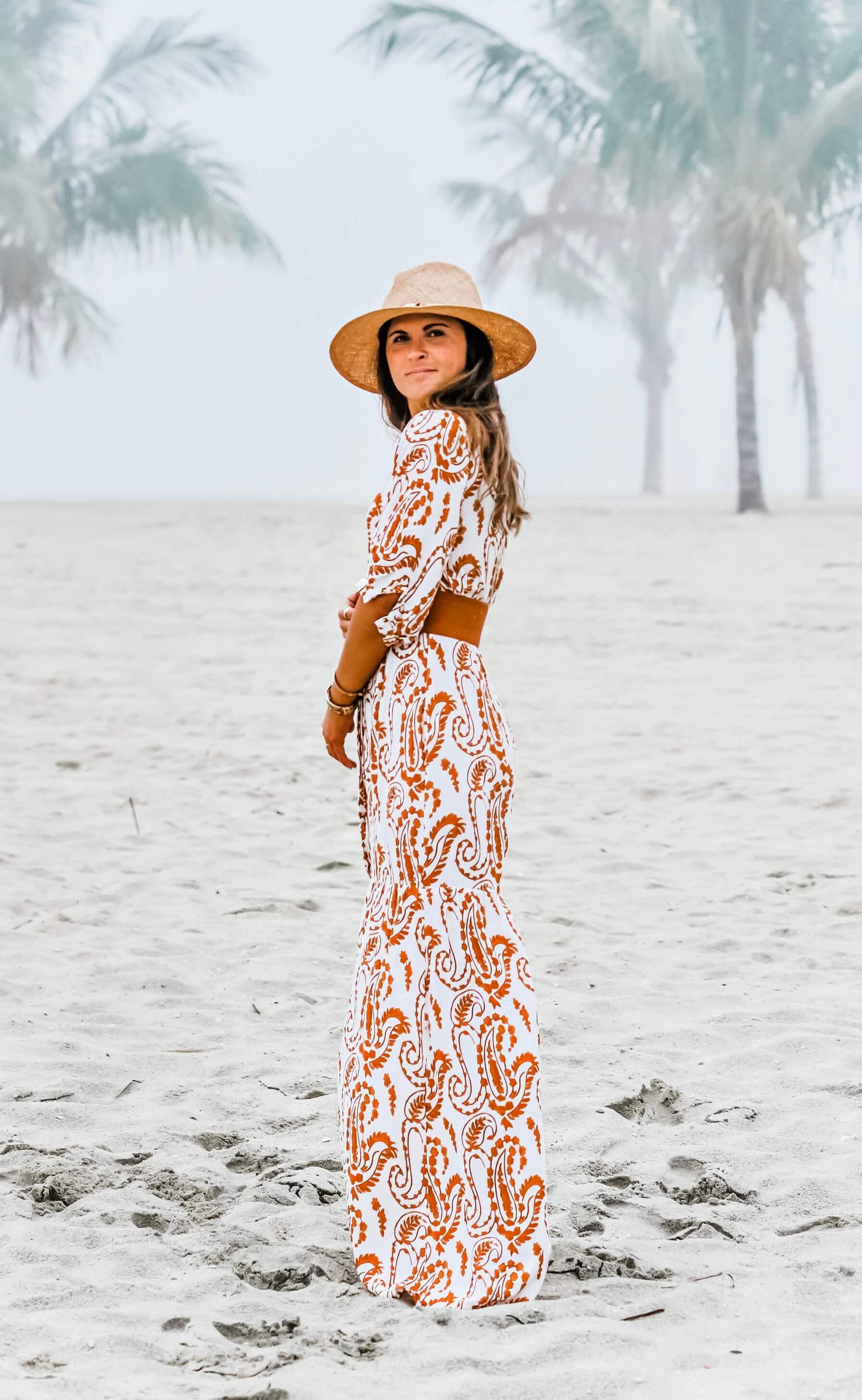 PrettyLittleThing White Paisley Print Button Front Split Maxi Dress, Tenth Street Hats Saltaire Straw Fedora, Summer Beach Outfit, Coverup Maxi Dress, Summer Beach Style, Tilden of To Be Bright