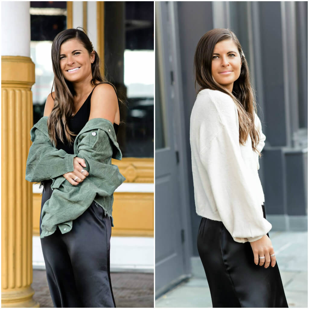 Two Ways To Style A Satin Midi Skirt, Fall Style, Lucki Clover Boutique, Tilden of To Be Bright