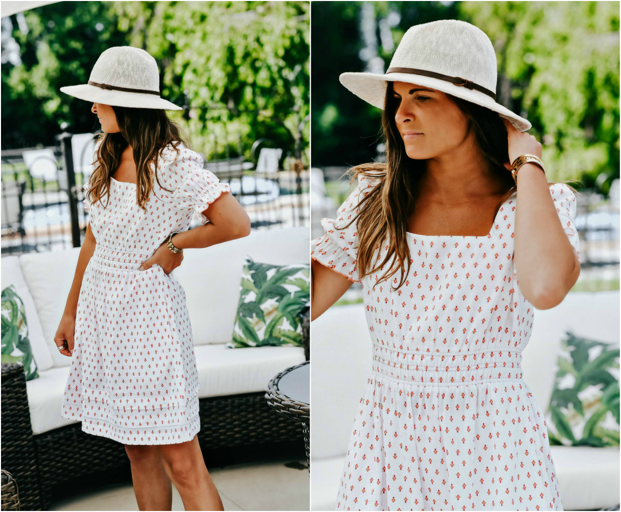 Summer Dress, Summer Outfit, Easy Summer Style, Gal Meets Glam Dress, Anthropologie Straw Wide Brim Hat, Tilden of To Be Bright