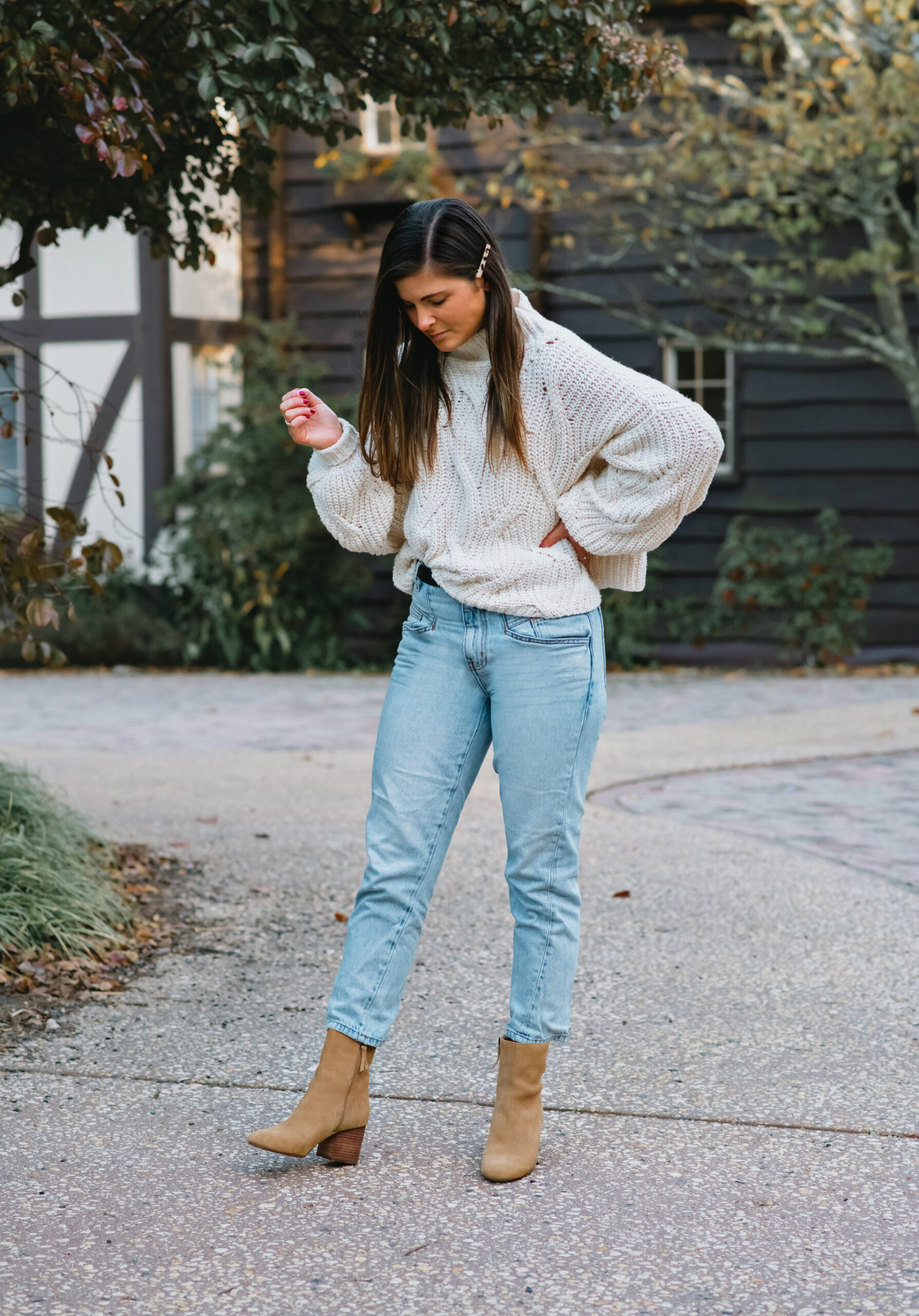 Free People Seasons Change Alabaster Sweater, Cozy Fall Knitwear, White Cable Knit Sweater Outfit, Tilden of To Be Bright