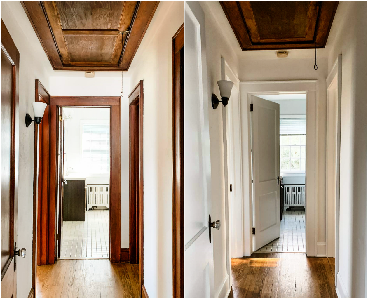 Home Improvement, Hallway Before & After, White Wood Trim, Tilden of To Be Bright