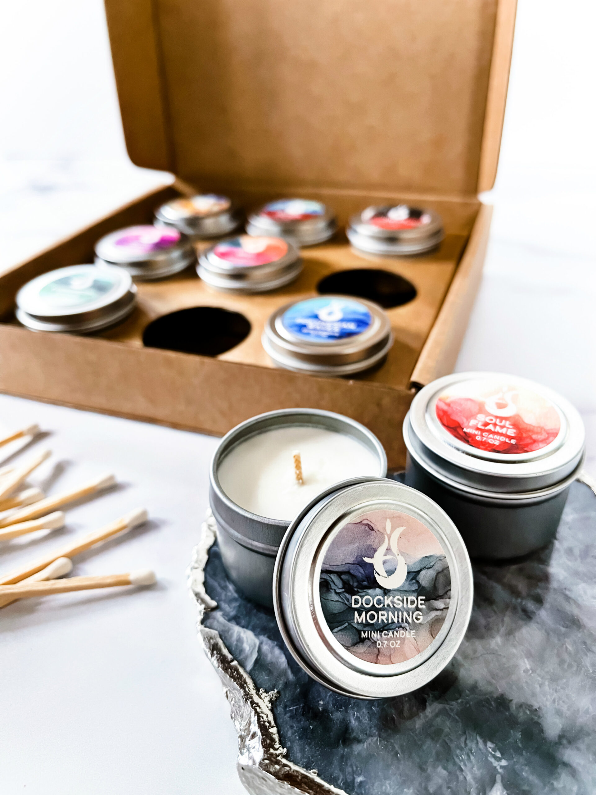 Artistscent Fragrance Candles, Candle Styling In Home, Candle Decor, Ronnie Queenan, Elizabeth Karlson, Mini Sample Candle Flight Box