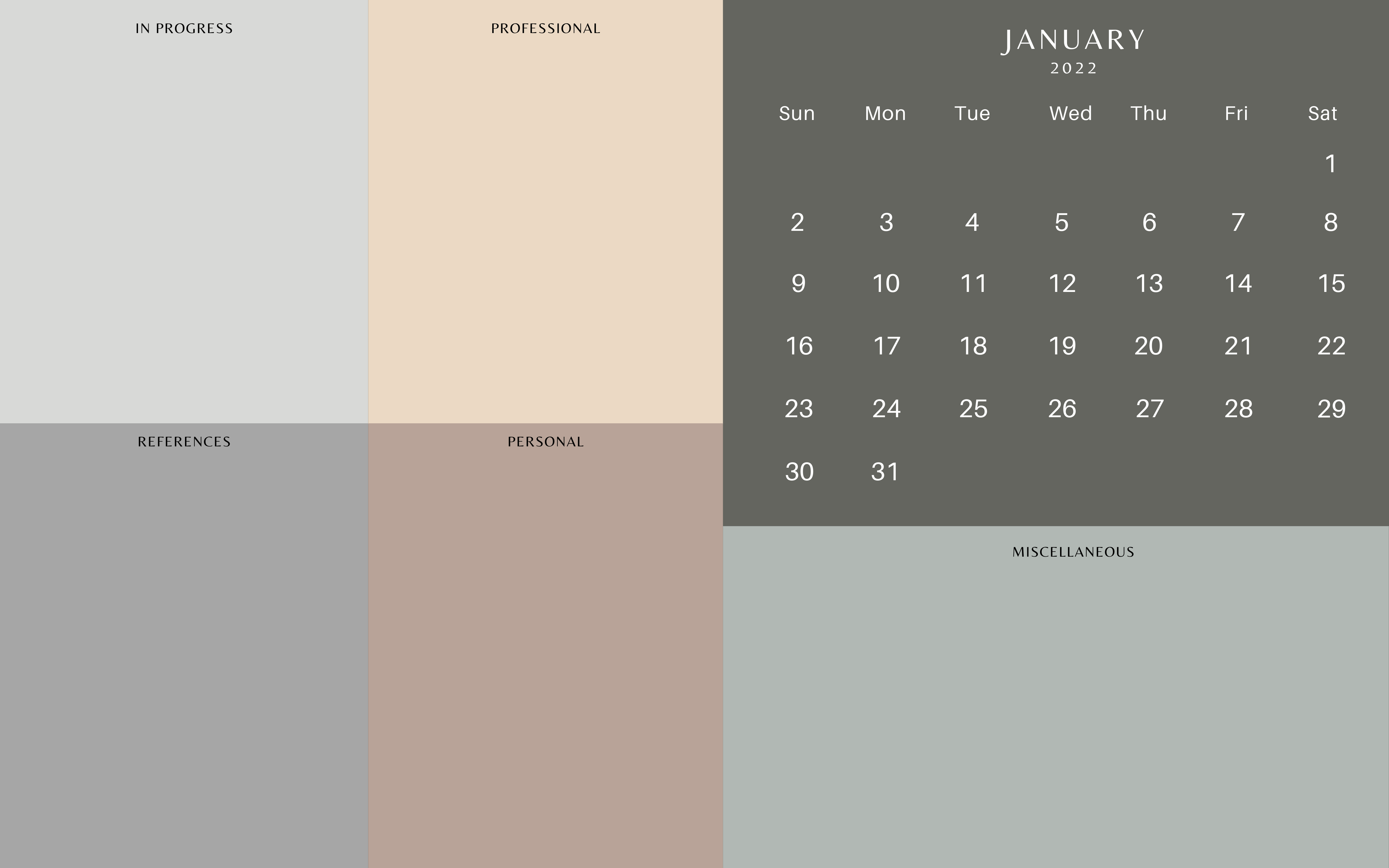 2022 Desktop Organizer Wallpaper - Custom Colors/Categories - To Be Bright